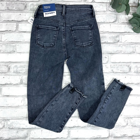 Old Navy Girls Black Denim 360 Stretch Raw Hem Ballerina Jeggings - Size 8 - Picture 9 of 12